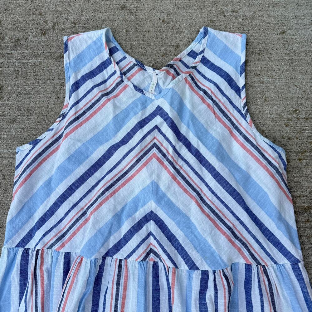 Lime n Chili Top Babydoll Sleeveless Striped Women Blue White - Picture 2 of 5